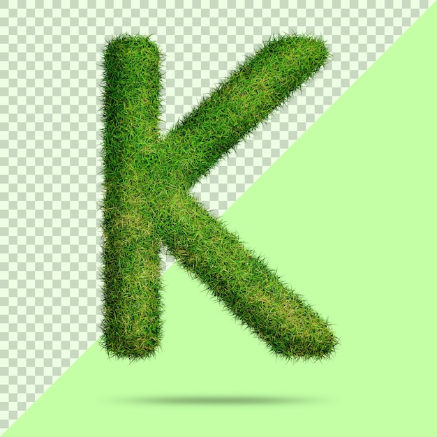 Buchstabe k mit realistischem 3D-Gras