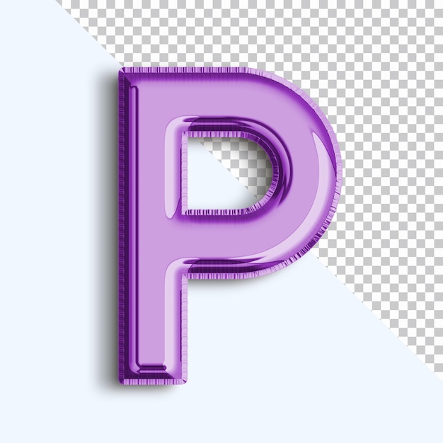 Buchstabe P 3d gerenderter Metallfolienballon auf transparentem Hintergrund png