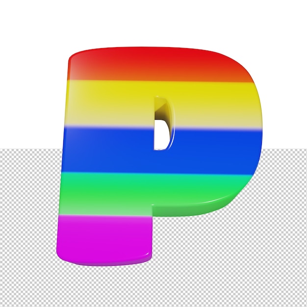 PSD buchstabe p regenbogentexteffekt 3d-rendering