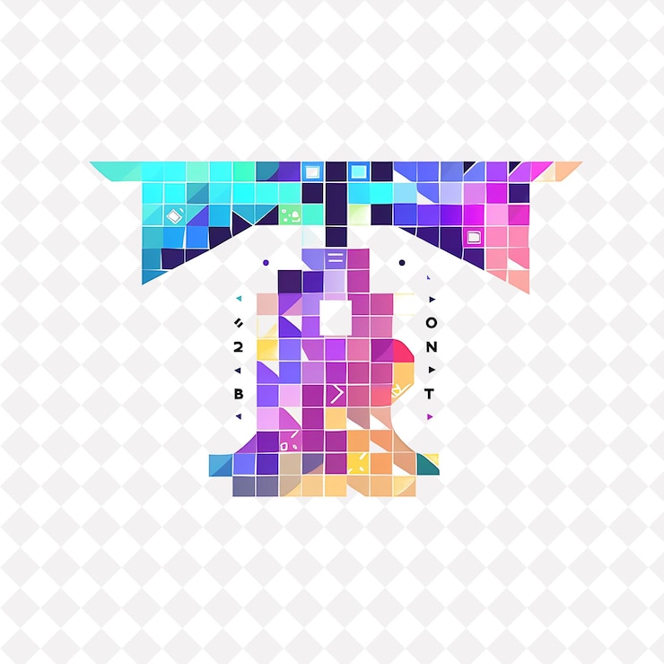 PSD buchstabe t mit mosaik-logo-design-stil mit t-form in eine illustration logo-vektor-designs
