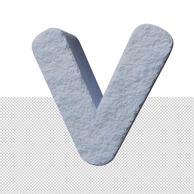Buchstabe V Schneetexteffekt 3D-Rendering