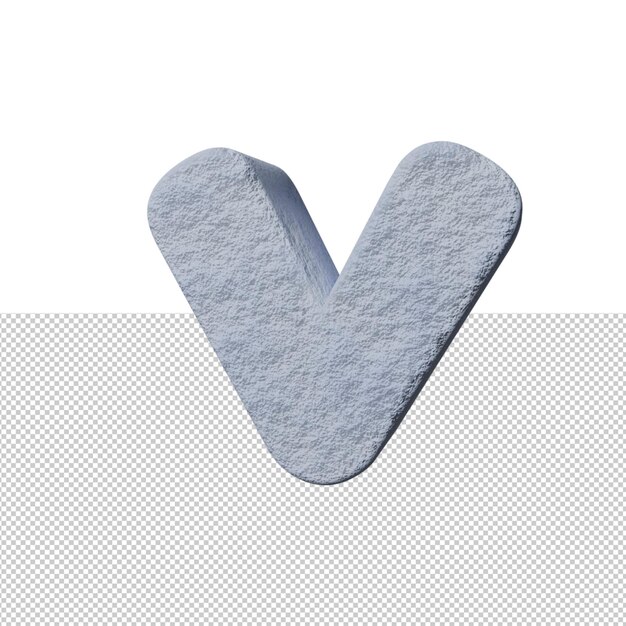 Buchstabe v Schneetexteffekt 3D-Rendering