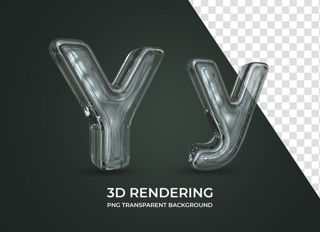 Buchstabe y 3d-rendering isoliert transparenter hintergrund