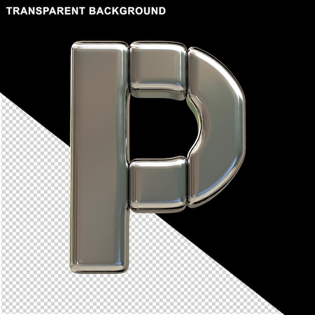 Buchstaben aus vertikalen Silberblöcken. 3D-Buchstabe p