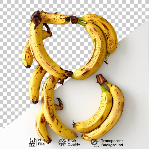 Buchstaben b-bananen, die auf durchsichtigem hintergrund isoliert sind, enthalten eine png-datei