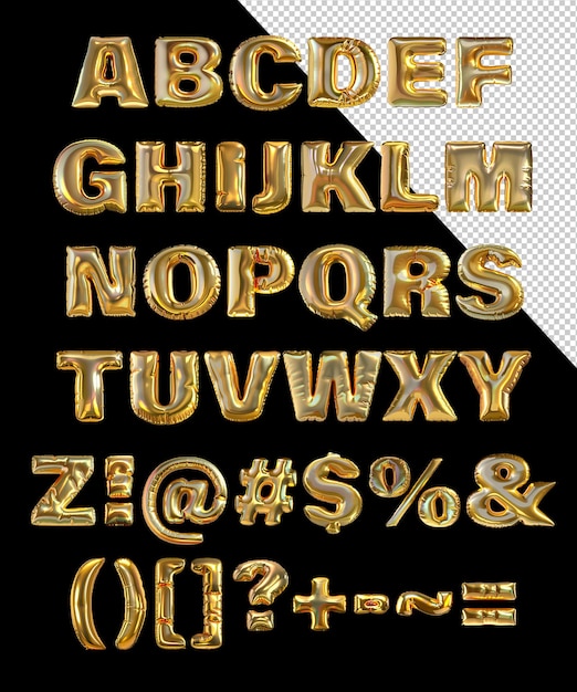 PSD buchstaben des alphabets der psd-goldballon