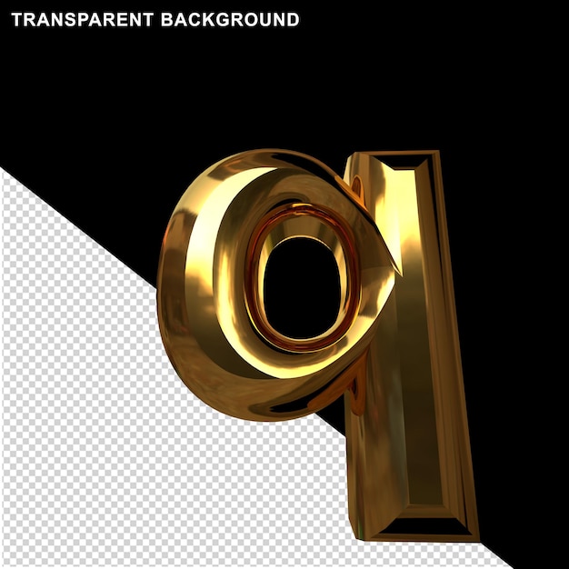 PSD buchstaben in gold. 3d buchstabe q