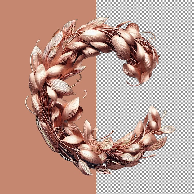 PSD buchstaben in rose gold blätter 3d png