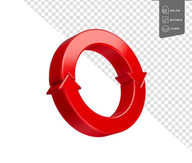 El bucle de flecha roja en el sentido de las agujas del reloj simboliza el reciclaje y la rotación continua Ilustración 3D