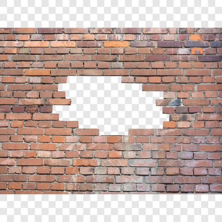 PSD buco trasparente nel muro di mattoni