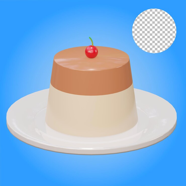 budín de leche con chocolate fondo alfa de representación 3d