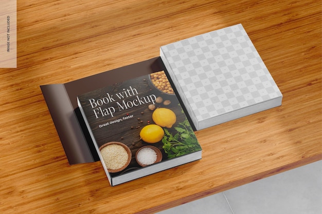 Bücher mit flap-on-table-mockup