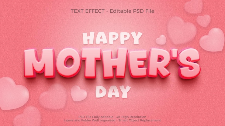 Buen día de las madres plantilla de diseño con efecto de texto editable