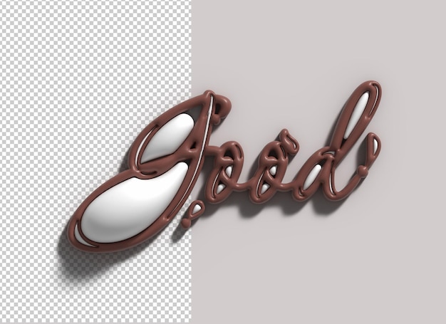 Buen diseño de fuentes PSD transparentes con letras de chocolate