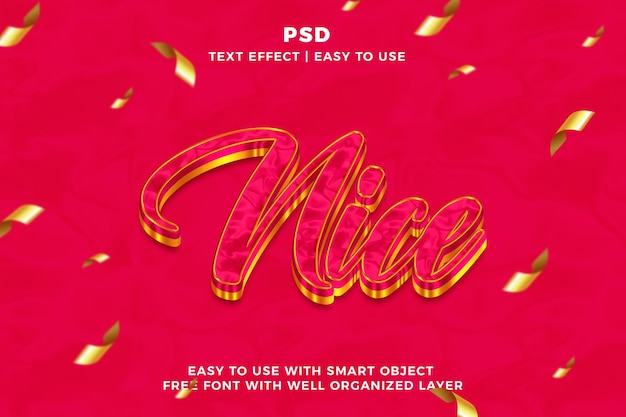 Buen efecto de texto Photoshop 3D editable estilo psd con fondo