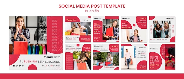 Buen fin modelo de postagem de mídia social
