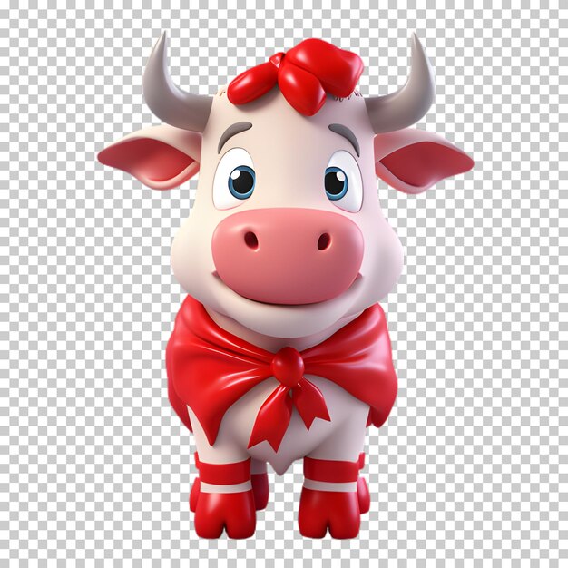 PSD buen toro gracioso con sombrero de santa claus para la ilustración de navidad de fondo transparente