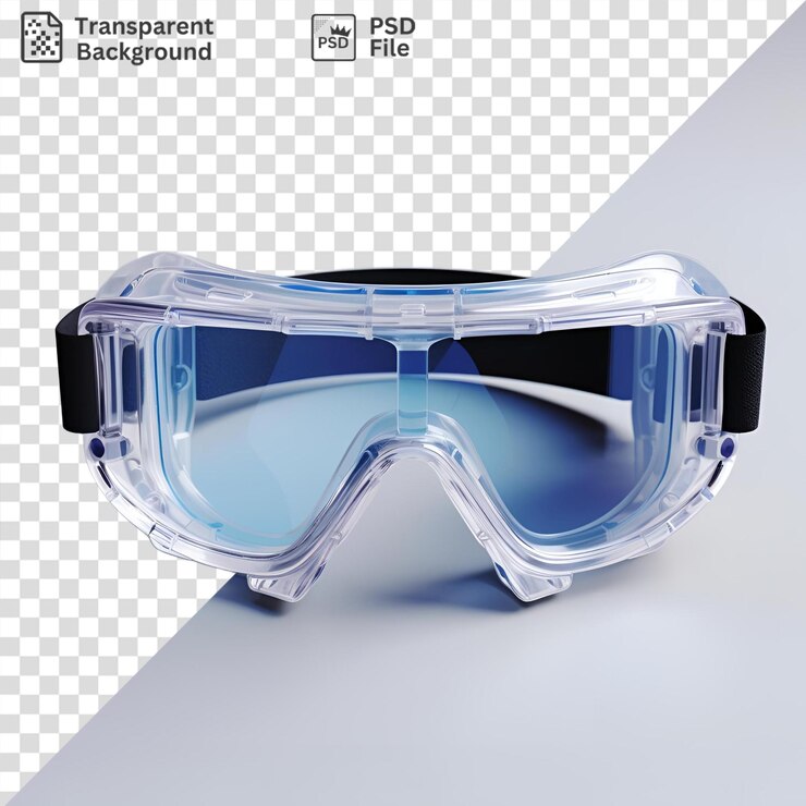 PSD buenas gafas azules y una manija azul en un fondo aislado con una sombra azul en el fondo