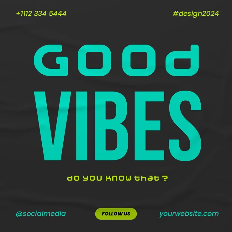 PSD buenas vibraciones tipografía plantilla de publicación de instagram diseño psd