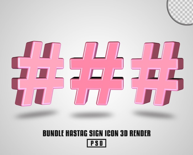 Bündel hastag-zeichen-symbol 3d rendern