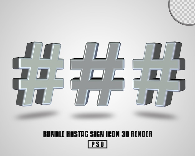 PSD bündel hastag-zeichen-symbol 3d rendern