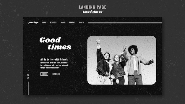 Buenos momentos amigos al aire libre landing page