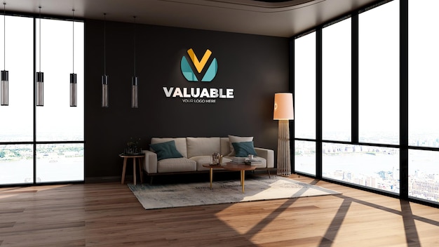 Büro lobby wartezimmer wand logo mockup