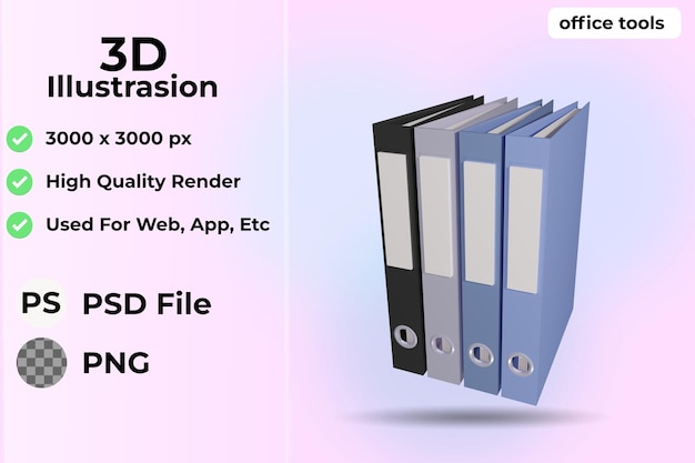 bürobedarf symbol 3d illustration, dateiordner