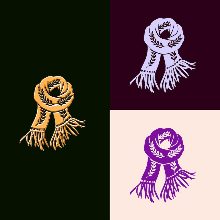 PSD bufanda acogedora png con logotipo de punto con un t de invierno o vacaciones arte de contorno diseños creativos