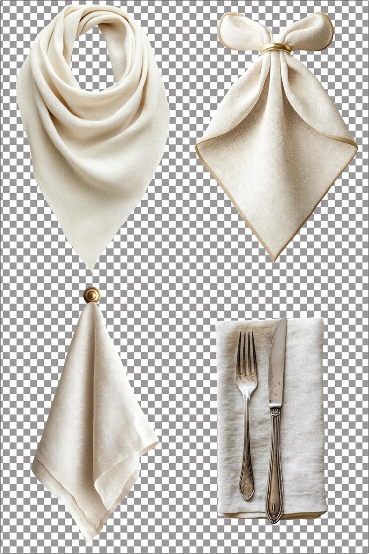 Bufanda de seda de marfil Accesorio de moda lujoso y elegante PNG aislado hiperrealista con Tr claro