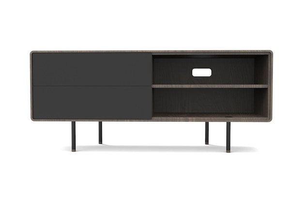 Buffet en bois avec étagères escamotables Commode en bois avec portes en bois sur les pieds
