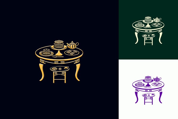 PSD buffet de pastel de luna festivo con diseño de mesa de mesa inspirado en los diseños de iconos lunares de png