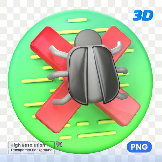 PSD bug de programa no código ilustração 3d psd fundo transparente