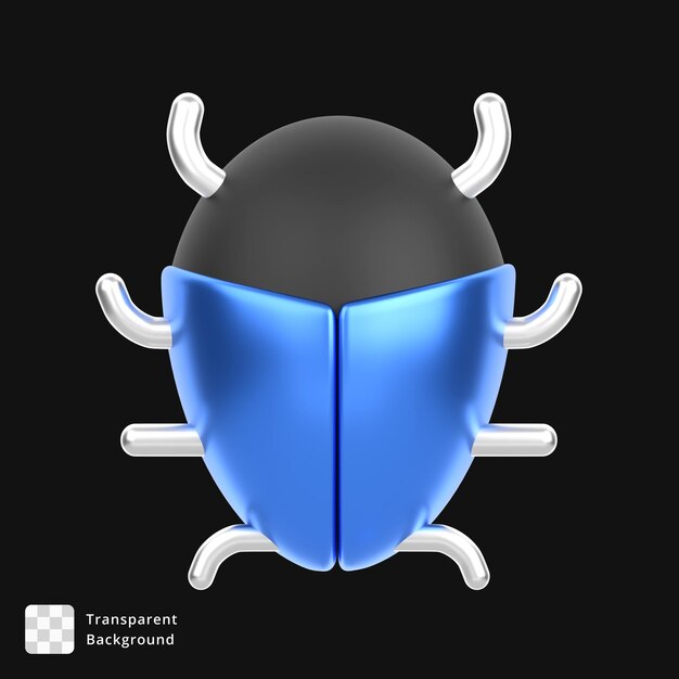 Bug Search 3D Cartoon Magnifying Glass Over a Software Bug