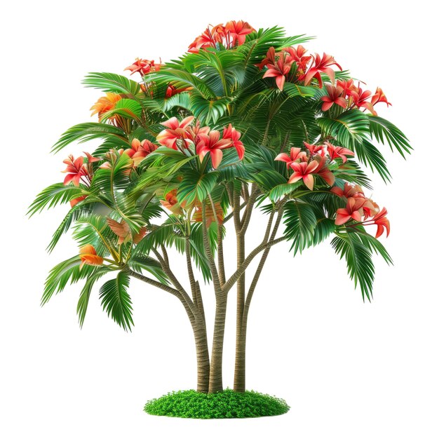 PSD buisson de fleurs de plantes tropicales