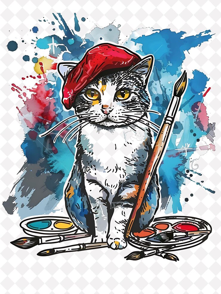 PSD buka dunia kucing dengan desain gambar png kucing yang dipersonalisasi untuk dekorasi dan pencetakan