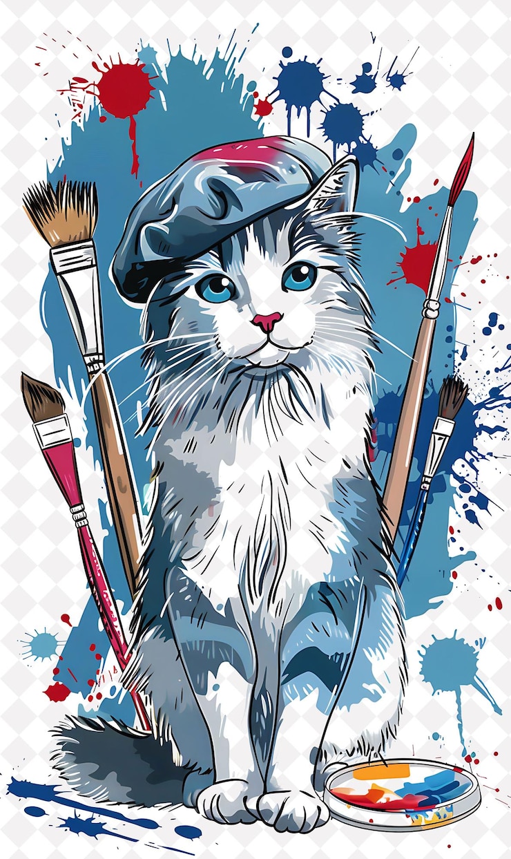 PSD buka dunia kucing dengan desain gambar png kucing yang dipersonalisasi untuk dekorasi dan pencetakan