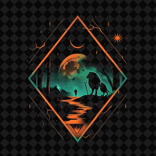 Buka Lanskap Mempesona Malam Fantasi dengan Desain Seni Hutan Neon Y2K dan Ilustrasi Hewan