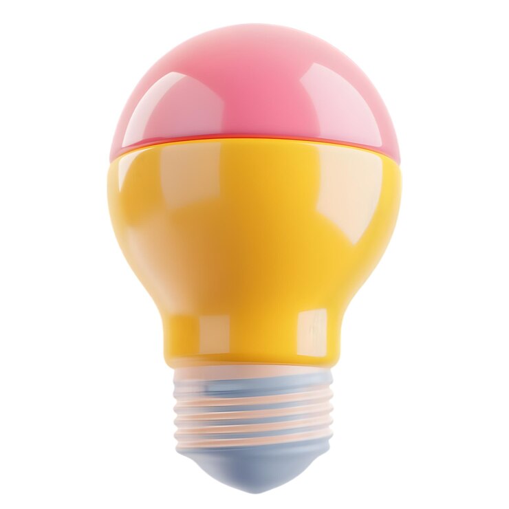 PSD bulbo luminoso colorato con disegno rosa giallo e blu isolato su sfondo bianco creative deco