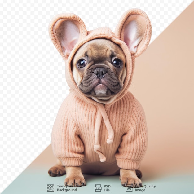 PSD buldogue francês vestido com roupas