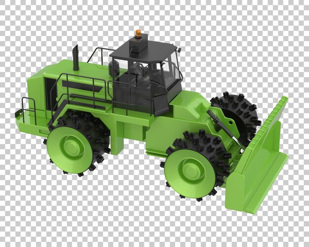 Buldozer na průhledném pozadí, 3D renderování ilustrace