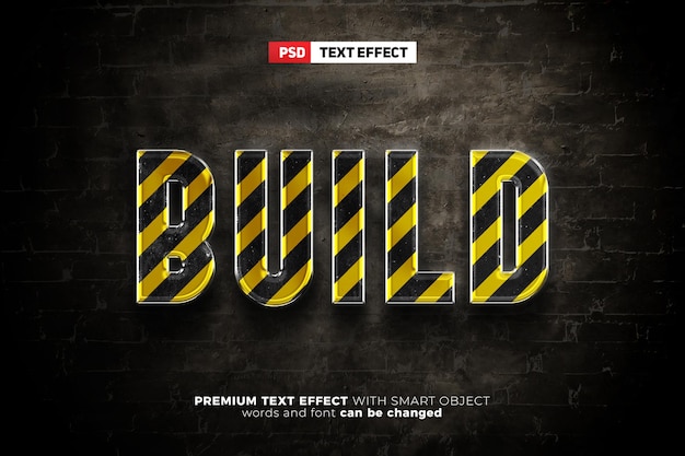 Bulid en construction signe chrome effet de texte 3d maquette avec fond grunge