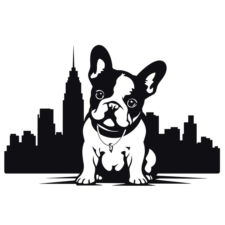 PSD bulldog francês cão de estimação mundo animal amigo peludo ilustração gráfica vetorial