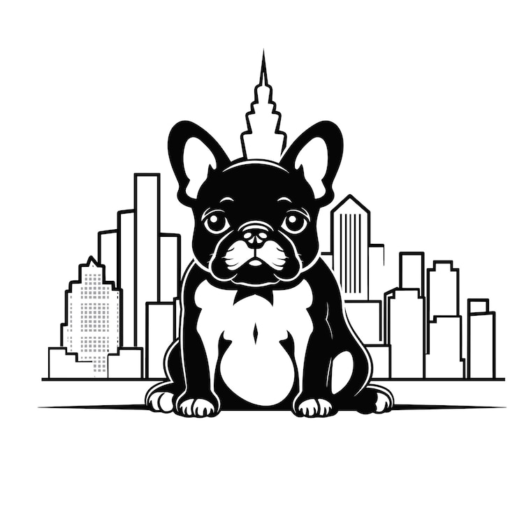 PSD bulldog francês cão de estimação mundo animal amigo peludo ilustração gráfica vetorial