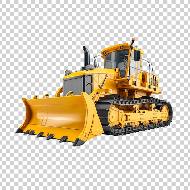 PSD bulldozer amarelo em fundo transparente