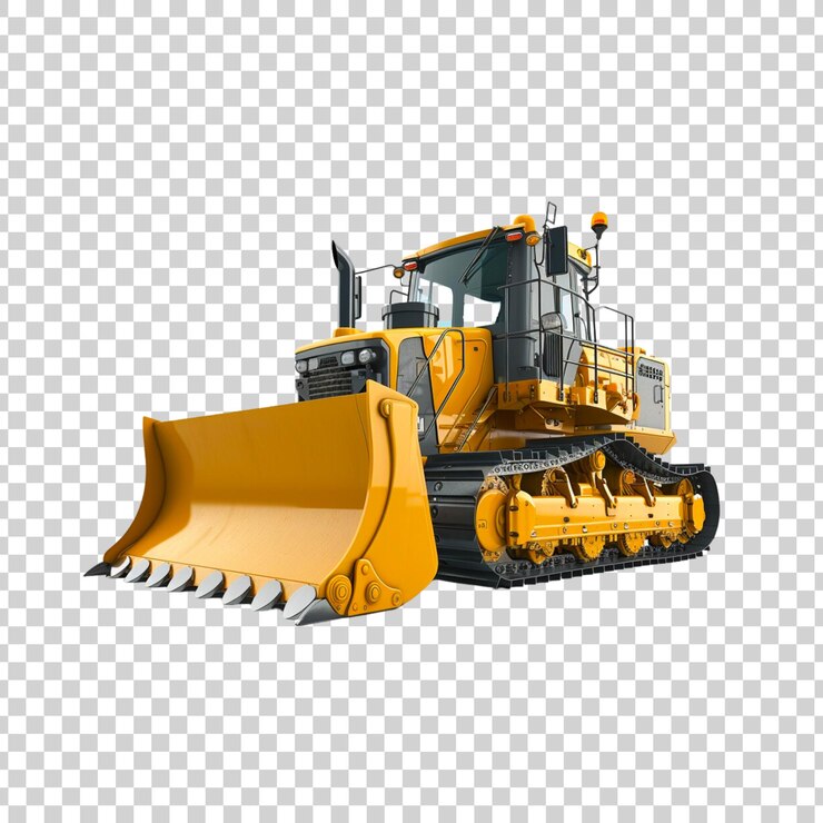 PSD bulldozer giallo su uno sfondo trasparente