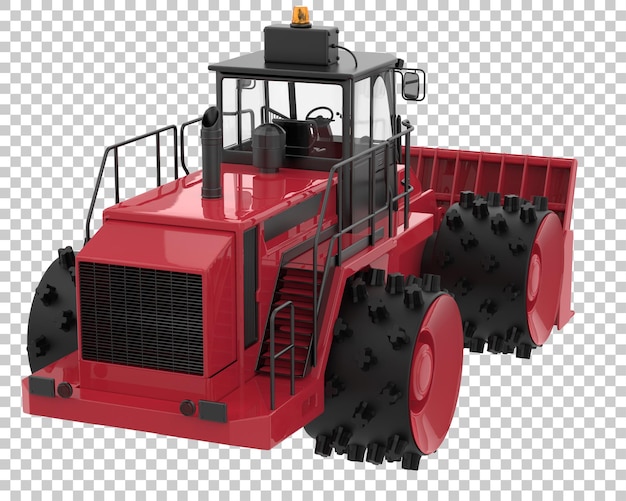 Bulldozer en la ilustración de renderizado 3d de fondo transparente