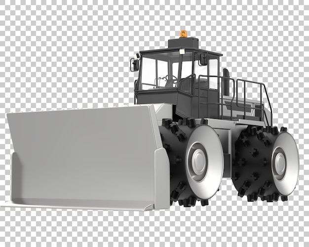Bulldozer en la ilustración de renderizado 3d de fondo transparente