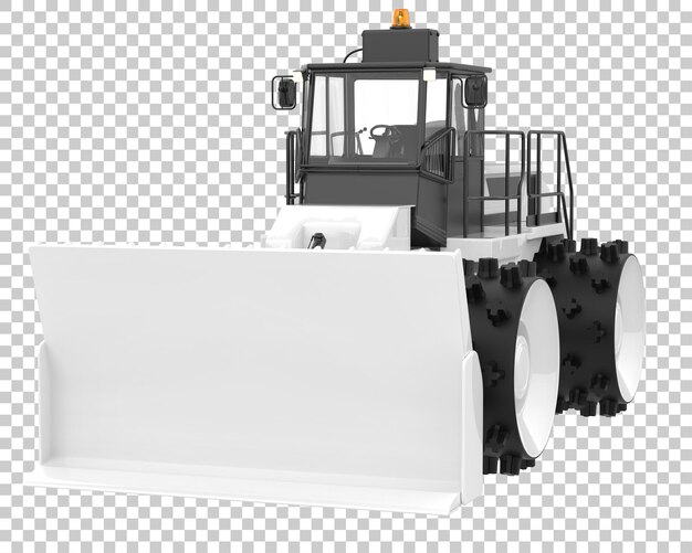 Bulldozer en la ilustración de renderizado 3d de fondo transparente