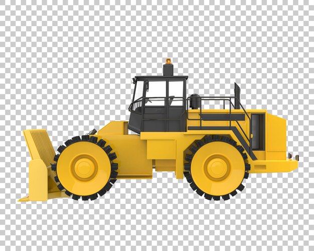 Bulldozer en la ilustración de renderizado 3d de fondo transparente